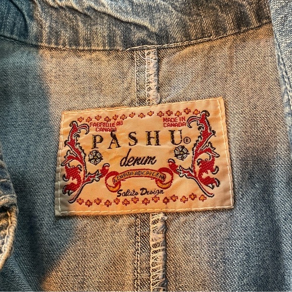 Vintage Denim Sleeveless Maxi Dress Jeans Button Down Fitted Size M - Picture 6 of 12